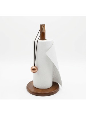TeknoKapsül Doğal Bambu Bohem Top Tutacaklı Kağıt Havluluk - Dekoratif Ahşap Stand (30X14 Cm, Kahve ve Bambu Renk Seçenekli, 1 Adet) (Kahve)
