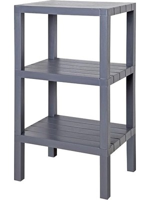 TeknoKapsül 3 Katlı Köşe Rafı | Banyo, Mutfak ve Kiler Için Yer Tasarruflu Organizer | Çok Amaçlı Plastik Raf | 3 Farklı Renk Seçeneği (38X29X74CM) (Gri)