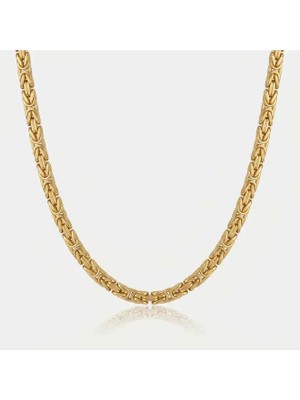 Parla Erkek Kral Zincir Kolye Bileklik Set 316L Çelik 14K Altın Kaplama 8mm