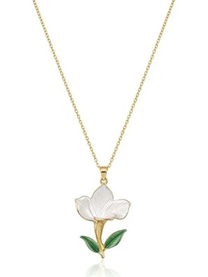 Parla Rodyum ve 18 K Gold Kaplama Çiçek Kolye