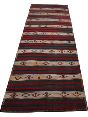 Zehra Abla Halı El Dokuması Başyapıt Yekpare Malatya Yolluk Yün Kilim 5607 RENKLI-100 x 350
