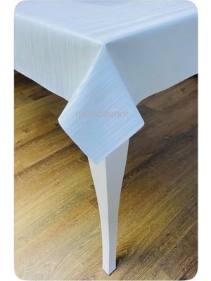 Astarlı Silinebilir Düz Beyaz Çizgili Pvc Muşamba Dertsiz Leke Tutmaz Masa Örtüsü Beyaz 100 x