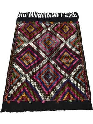 Zehra Abla Halı El Dokuması Geometrik Midye Model Karapınar Yörük Cecim Yün Kilim 5573 Renkli-