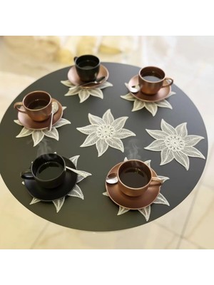 Bezos 6 Lı Dantel Kahve Sunumluğu 15X15 cm Asorti Desenli Modern Sunum Aksesuarı