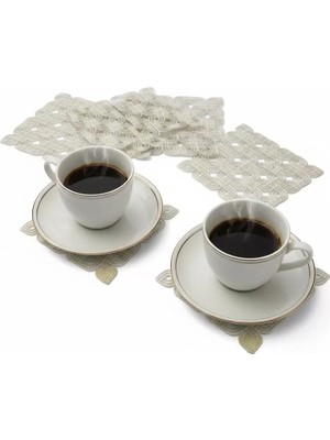 Bezos 6 Lı Dantel Kahve Sunumluğu 15X15 cm Asorti Desenli Türk Kahvesi Seti