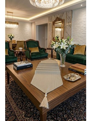 Bezos Çizgili Tek Runner, Colber Tek Runner 40X140CM Kahve