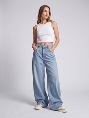 LTB Brıtta Geniş Paça Orta Bel Light Indigo Jean Pantolon