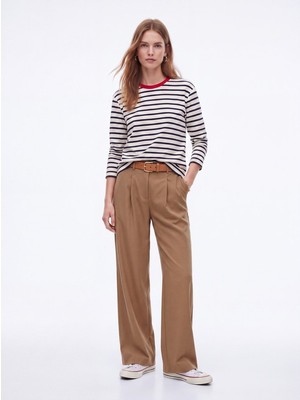 LTB Relaxed Fit Tencel Pileli Kahverengi Pantolon