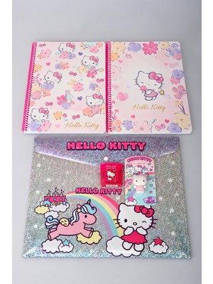 LİSANSLI HELLO KITTY KIRTASİYE SETİ 2 ADET A4 DEFTER,3D SİLGİ,ÇITÇIT DOSYA