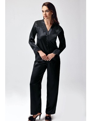 Melonika Freshness 9950-PT Saten Dantel Detaylı Pijama Takımı