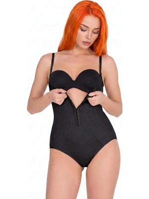 Cotonhause Kadın Göğüs Altı Çıtçıtlı Siyah Body Korse C5T0N19