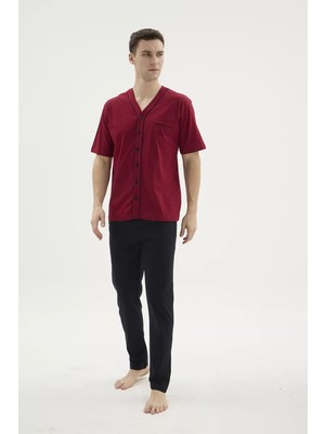 Melonika Kocabey 2210 Erkek Battal V.yaka Boydan Düğmeli Pijama Takım