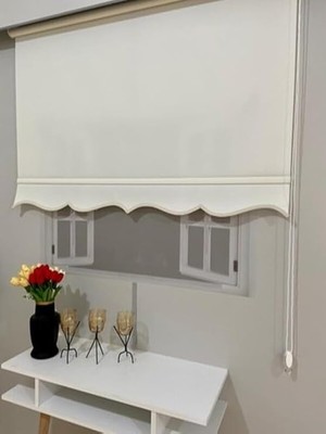 Ayrex Beyazıt Tekstil Kırık Beyaz Etek Dilimli Stor Perde Alüminyum Kasa Ekru 110 x 200 BYZT345