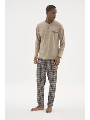 Melonika Kocabey 9223 Erkek Midi Yaka Pijama Takım