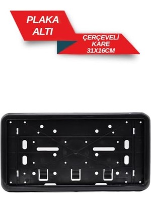 Ayrex Plaka Altı Çerçeveli Kare Siyah Plakalık 32X17 cm / Kare Tasarım, Çerçeveli, Siyah Renk