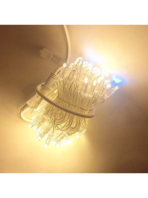 Ayrex LED Aydınlatma 100L Şeffaf Kablo 10M Dış Mekan Amber Beyaz Flaş