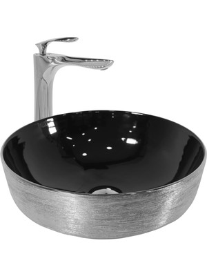 Paluci Twist Black Silver Yuvarlak Lavabo