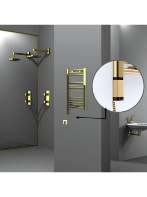Ayrex Haiti Elektrikli Havlupan 400X700 Düz Altın Parlak (Oned On/off) Sol 200 Watt