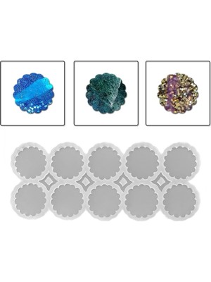 Ayrex Epoksi Silikon Kalıp Dalgalı Kenar Kolye Anahtarlık Kalıbı 5 cm 10 Lu
