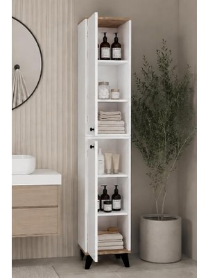 Ayrex Doruk Banyo Dolabı Çok Amaçlı Kapaklı Erzak ve Havlu Dolabı Pratik Depolama Ünitesi
