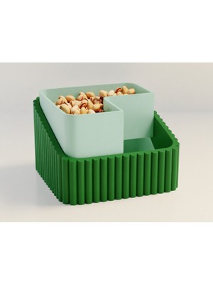 Brf Store Ysnprıme Fıstık Kasesi – 3D Baskı Çift Hazneli Kabuk Ayırıcı Sunum Kasesi - Yeşil Mint