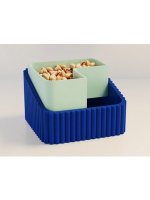 Brf Store Ysnprıme Fıstık Kasesi – 3D Baskı Çift Hazneli Kabuk Ayırıcı Sunum Kasesi - Mavi Mint