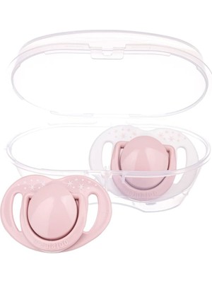 Ayrex Mamajoo Sterilizasyon & Saklama Kutulu Powder Pink Desenli Ikili Ortodontik Emzik / 12 Ay+