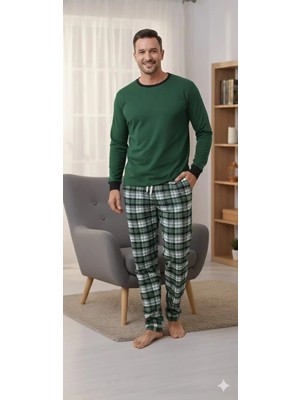 Melonika Pijalüx Tek Alt Ekose Kalın Poplin Ev Pantalonu