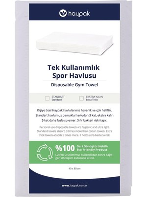 Ayrex Haypak Tek Kullanımlık Spor Havlusu Ekstra Kalın 40 x 80 cm - 35 Adet