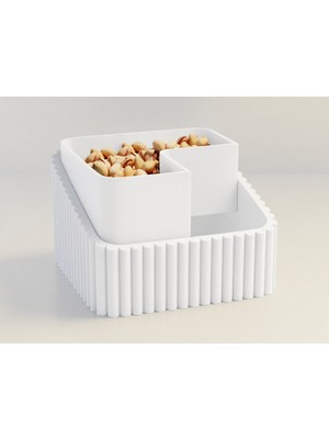 Brf Store Ysnprıme Fıstık Kasesi – 3D Baskı Çift Hazneli Kabuk Ayırıcı Sunum Kasesi - Beyaz Beyaz