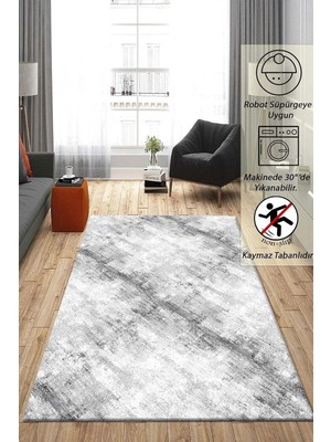 Ayrex Raschel Carpet Çizgi Desenli Gri Kaymaz Taban Kalın Peluş Halı Yolluk Yüksek Kalite, 100
