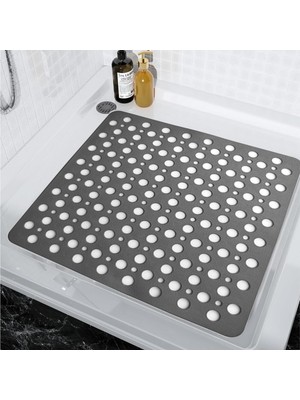 AyrStore Ayrex Kaymaz Banyo Paspası / Antrasit Gri / 54X54CM – Dikdörtgen Duş Matı, Küvet Paspası / G