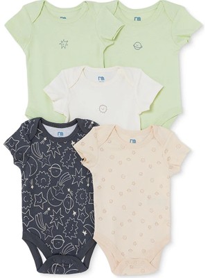 Mothercare Erkek Bebek 5li Body Uzay Baskılı Çıtçıtlı Zarf Yaka Long Sleeve