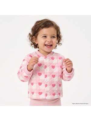 Hellobaby Kız Bebek Kapitone Hırka Ekose Baskılı Çıtçıtlı Bisiklet Yaka Long Sleeve