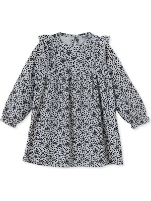 Hellobaby Kız Bebek Elbise Çiçek Baskılı Bisiklet Yaka Long Sleeve