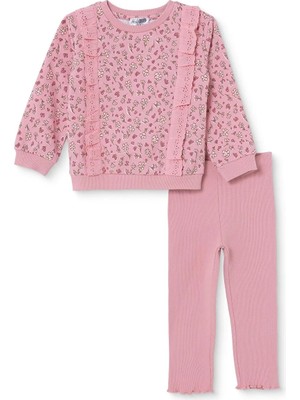 Hellobaby Kız Bebek Bluz-Tayt Çiçek Baskılı Bisiklet Yaka Long Sleeve Reçme