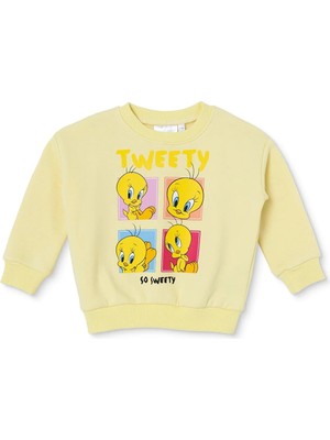 Looney Tunes Kız Bebek Lisans Sweatshirt Lisans Baskılı Bisiklet Yaka Long Sleeve