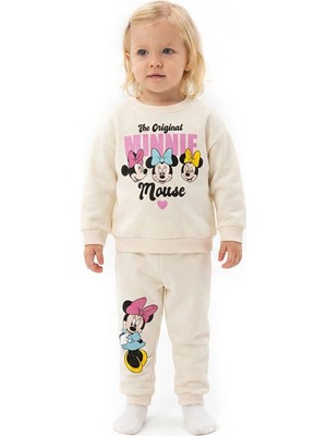 Disney Kız Bebek Lisans Eşofman Takımı Lisans Baskılı Bisiklet Yaka Long Sleeve Lastikli