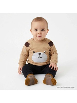 Hellobaby Erkek Bebek Sweatshirt Çizgili Çıtçıtlı Bisiklet Yaka Long Sleeve
