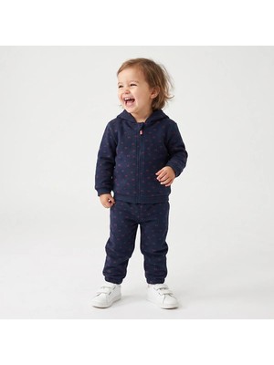 Hellobaby Kız Bebek Eşofman Takımı Fiyonk Baskılı Fermuarlı Kapüşonlu Long Sleeve Lastikli