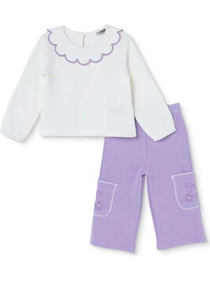 Hellobaby Kız Bebek Bluz-Pantolon Modelli Yaka Long Sleeve Reçme
