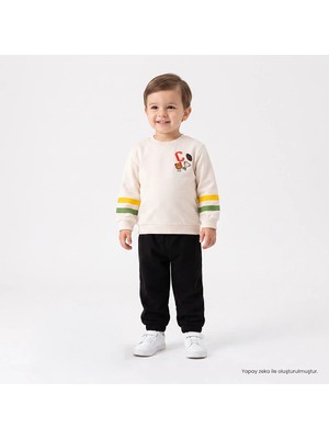 Hellobaby Erkek Bebek Sweatshirt-Pantolon Spor Baskılı Bisiklet Yaka Long Sleeve Lastikli