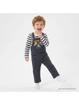 Hellobaby Erkek Bebek Sweatshirt Yeniyıl Baskılı Bisiklet Yaka Long Sleeve