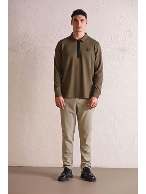 gmg firenze Polo Yaka Dikiş Detaylı Erkek Sweatshirt