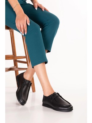 Gondol Kadın Hakiki Deri Moccasin Golf Model Kadın Ayakkabı HL.33401 Siyah