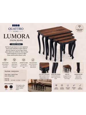Quattro Home Lumora Ceviz/siyah Zigon Sehpa