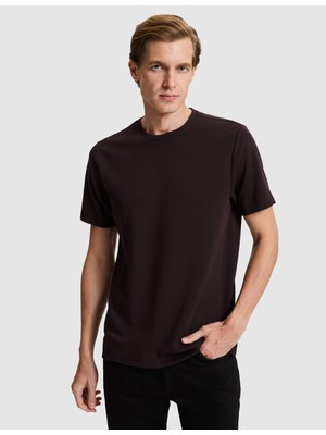 Pierre Cardin Koyu Kahverengi Regular Fit Basic Tişört 50333999 VR084