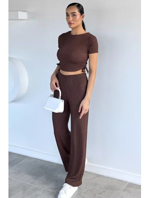 Gülseli Kadın Yan Büzgü Detaylı Bluz Bel Lastikli Pantolon Ikili Takım P-00022478