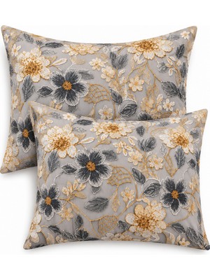 More Home %100 Pamuklu 5d Kapaklı Yastık Kılıfı (2 Adet) 50 x 70 cm -Floral