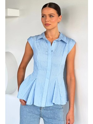 Gülseli Kadın Pul Detaylı Pileli Gömlek P-00022342